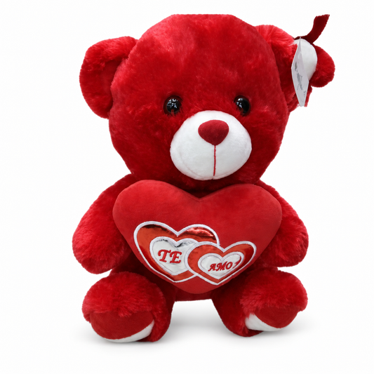 Oso de peluche rojo con corazón Te Amo 23205-10 — vista sobre fondo blanco