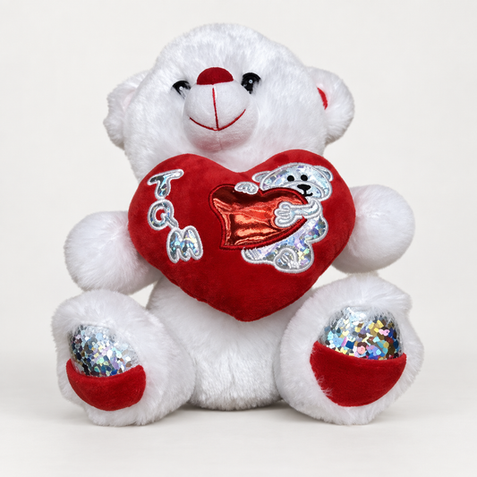 Oso de peluche blanco con corazón rojo brillante 23205-6 — vista principal