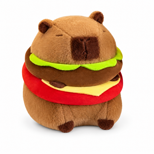 Peluche de capibara hamburguesa 24228-22 — vista sobre fondo blanco