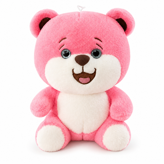 Peluche de oso rosa sonriente 24228-4 — vista sobre fondo blanco