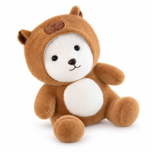 Osito de peluche con disfraz de capibara 24228-6 — vista sobre fondo blanco