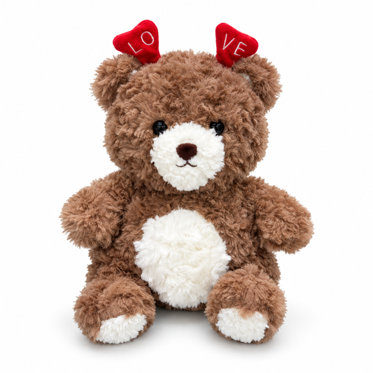 Osito de peluche LOVE con corazones 25160-7 — vista sobre fondo blanco