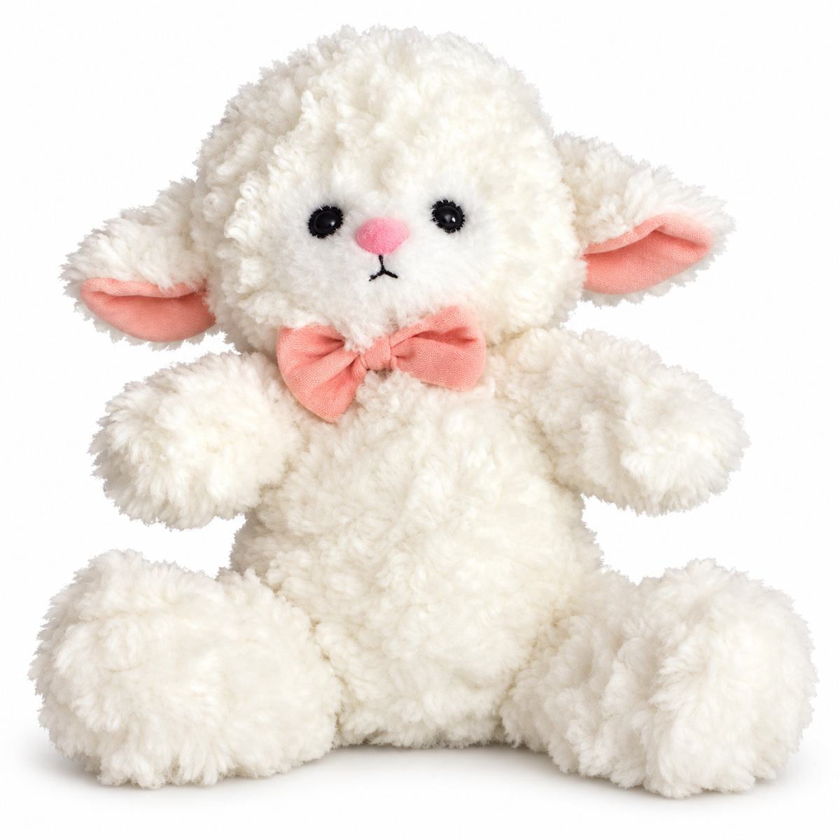 Peluche de ovejita con lazo rosa 25160-9 — vista sobre fondo blanco