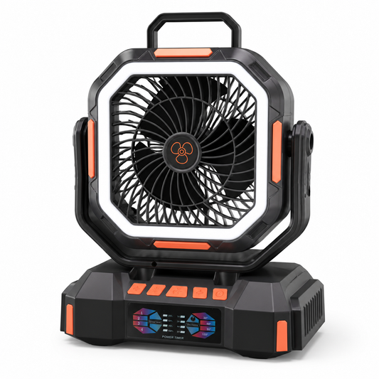 Ventilador portátil multifunción con luz — 25210-3 sobre fondo blanco