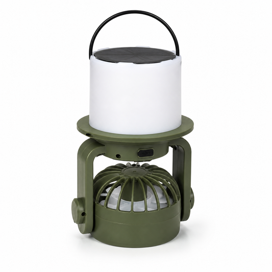 Ventilador y lámpara solar para camping — 25216-3 sobre fondo blanco