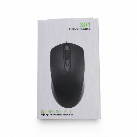 Mouse de oficina con cable USB 301 28796-13 — vista sobre fondo blanco