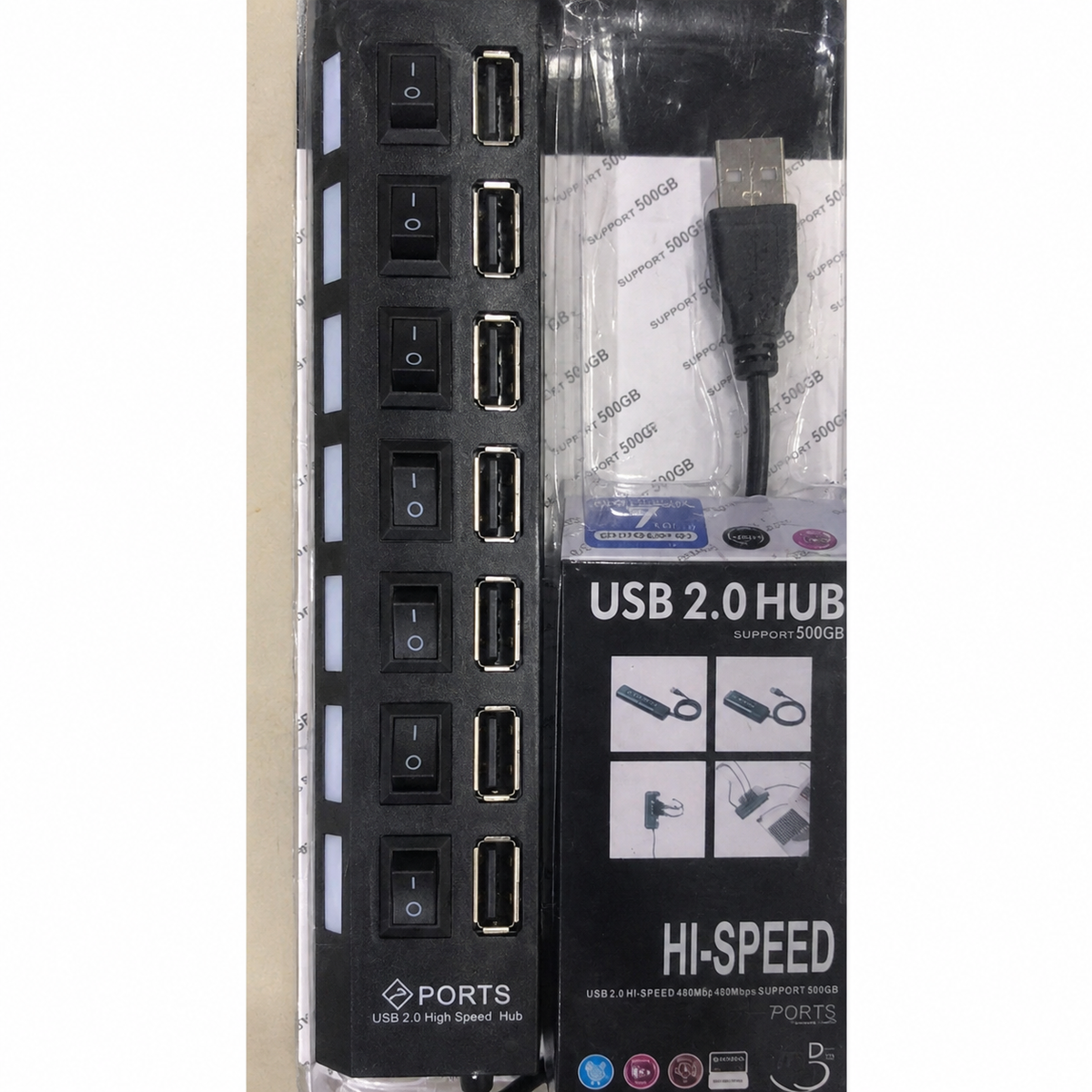 Hub USB 2.0 de 7 puertos con interruptores 28796-30 — detalle del producto