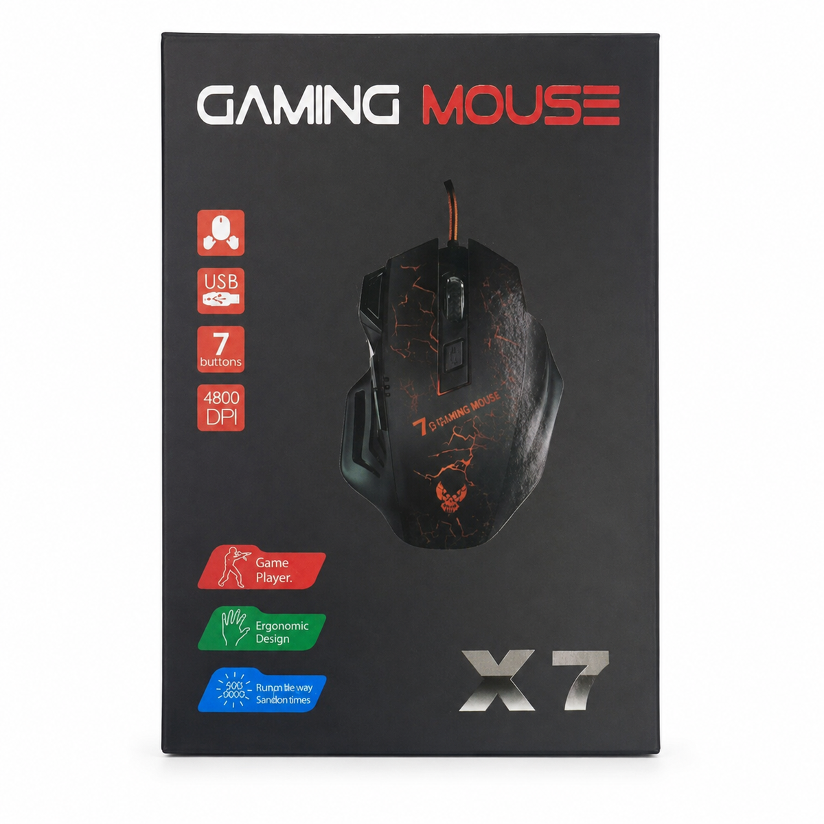 Mouse gaming USB X7 28796-32 — vista sobre fondo blanco