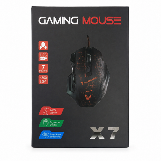 Mouse gaming USB X7 28796-32 — vista sobre fondo blanco