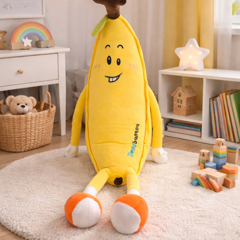 Peluche Banana Duoguo 80 cm, diseño divertido con cara sonriente, material suave, ideal para niños y regalo