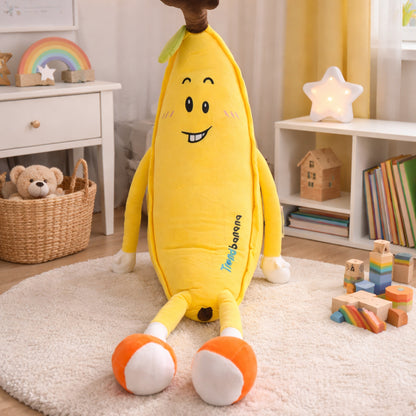 Peluche Banana Duoguo 80 cm, diseño divertido con cara sonriente, material suave, ideal para niños y regalo