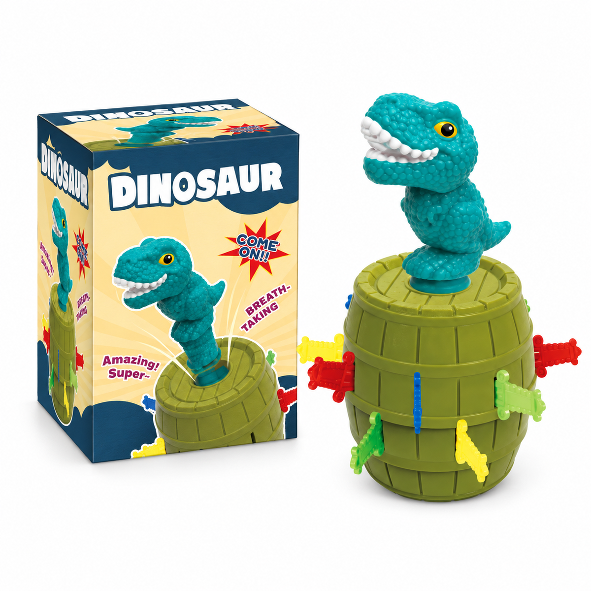 Juego de dinosaurio en barril 5690A — vista sobre fondo blanco