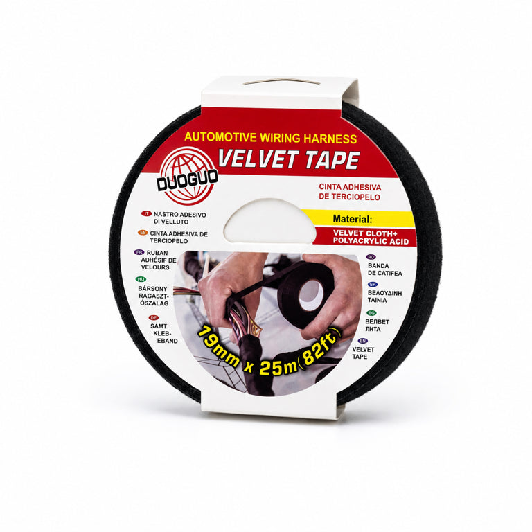 Cinta adhesiva textil para cableado automotriz 19 mm × 25 m — imagen 3