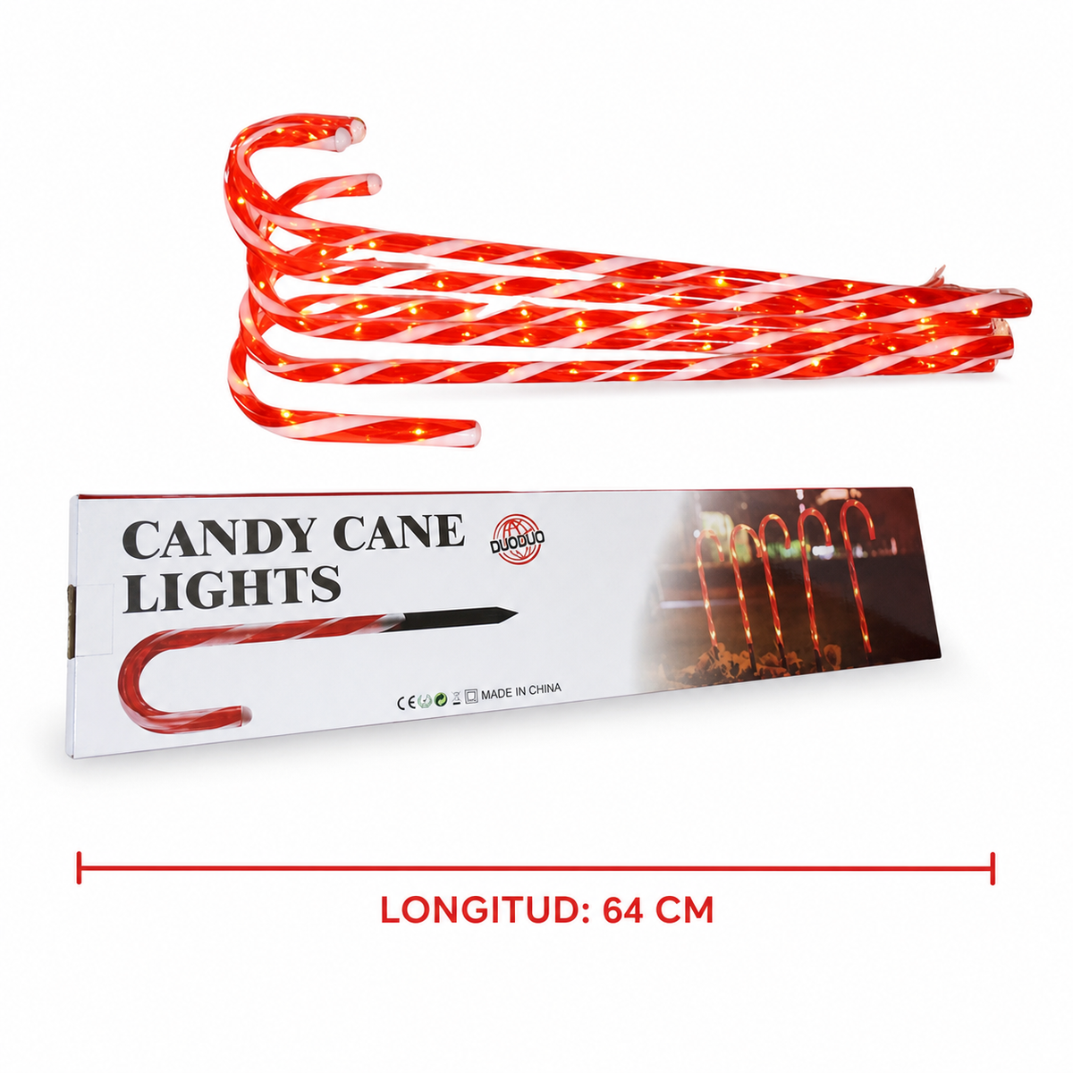 Luces de bastón de caramelo de 64 cm — 9961-41 sobre fondo blanco