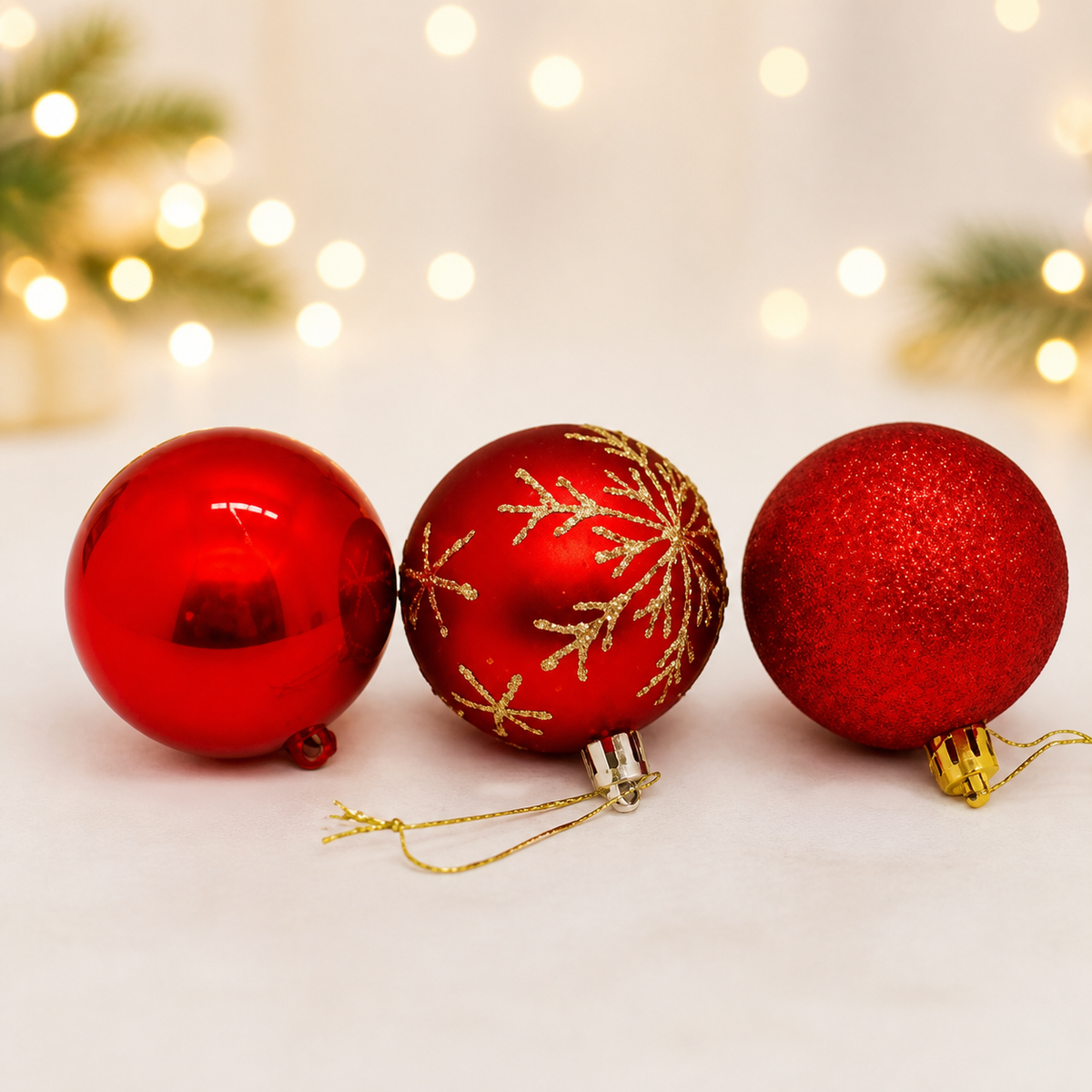 Set de 3 esferas navideñas rojas — 9993-44 — vista 1