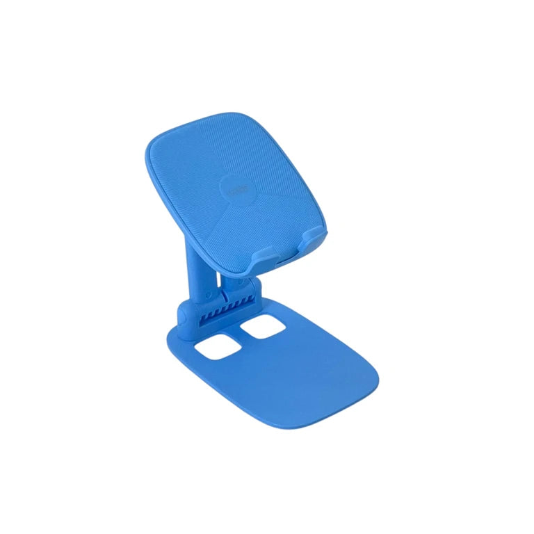 Soporte para Teléfono y Tablet Plegable – Ajustable en Ángulo, Diseño Compacto y Portátil, Plástico Resistente, Color Azul