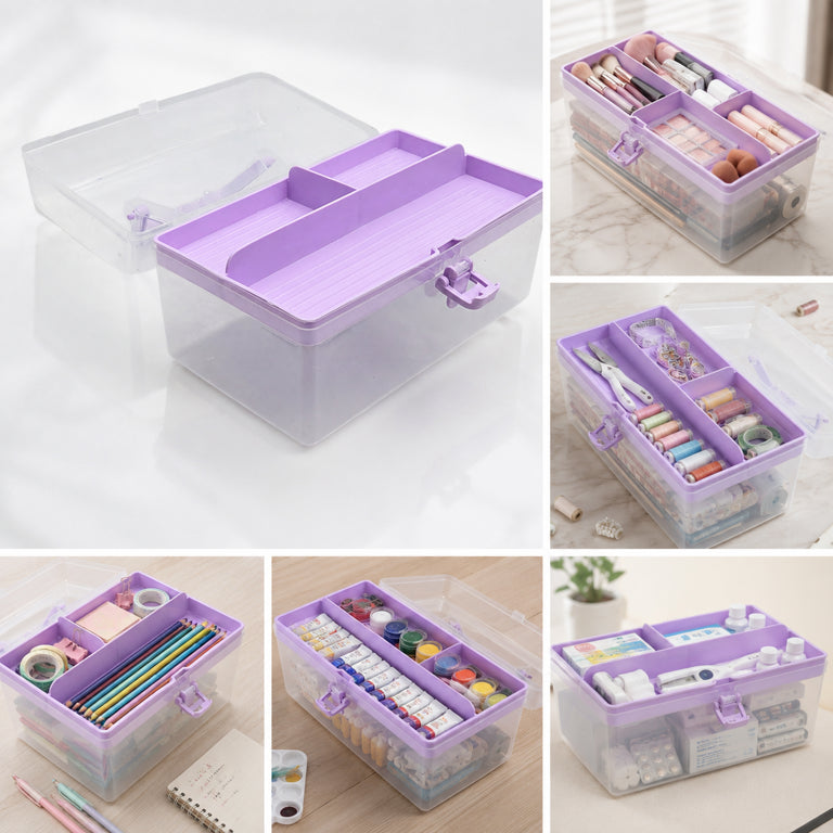 Caja organizadora con compartimentos, tapa y asa — imagen 2